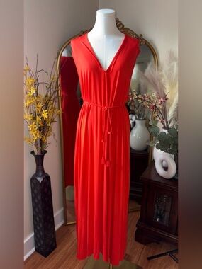 Matilda Jane Orange V-Neck Sleeveless Maxi Dress with Waist Tie XXL